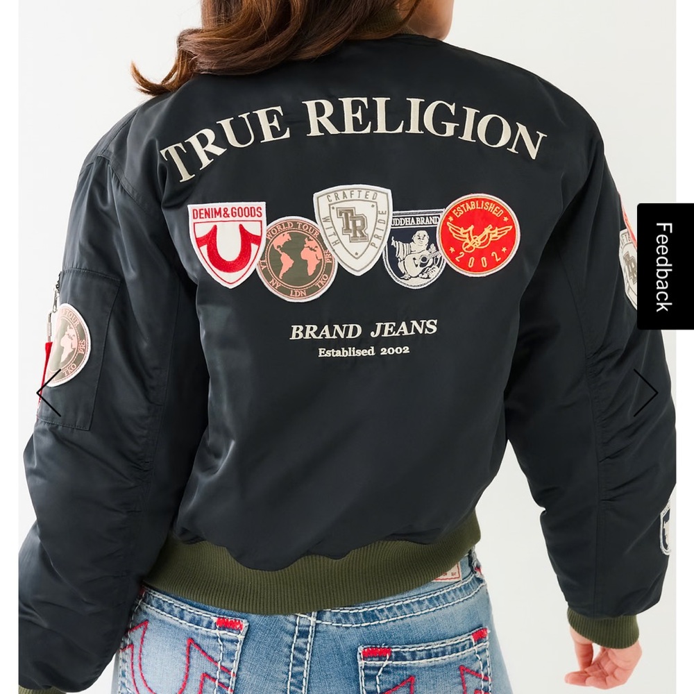 True Religion Black Bomber Jacket